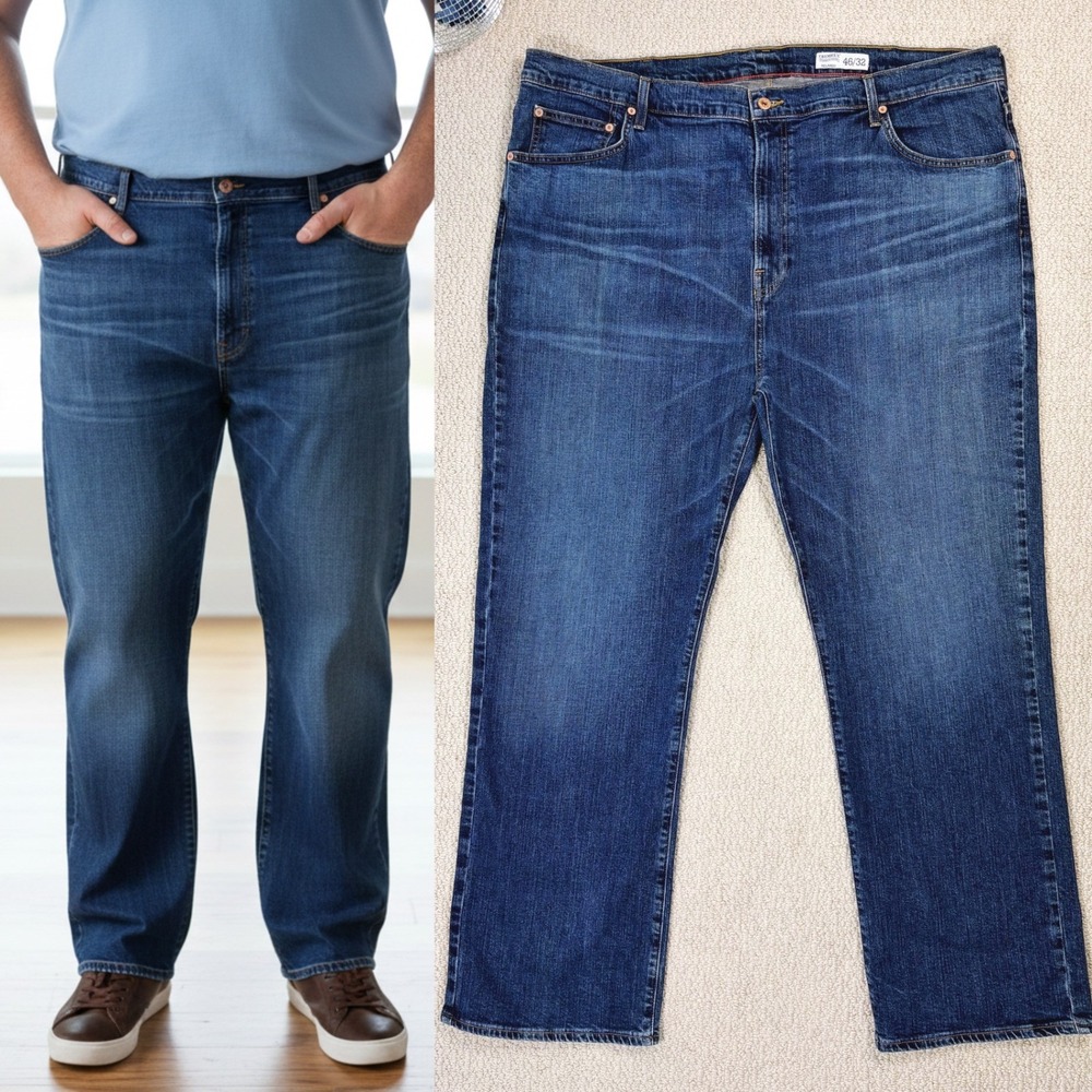 CREMIEUX Mens Jeans Relaxed Fit 46 x 32 Cotton Blend, Medium Blue Wash
